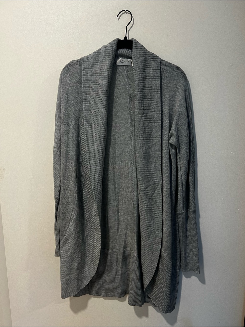 RD Style Gray Open-Front Knit Cardigan